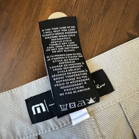 TRAVIS MATHEW Chino Short Beige Stripe Stretch Performance Golf Preppy - Picture 9 of 11